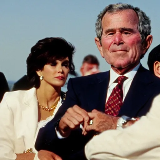 Image similar to ! dream still of george bush as tony montana sniffing tiny inmigrants