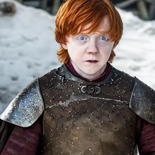 Prompt: rupert grint as ron weasley in game of thrones