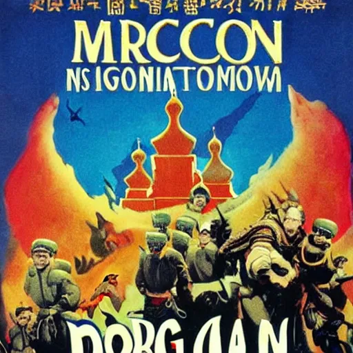 Image similar to poster for movie about Dragon Invasion of Moscow,