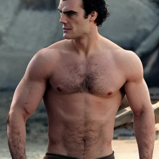 Prompt: henry cavil extremly msuclar, muscles, photographic,