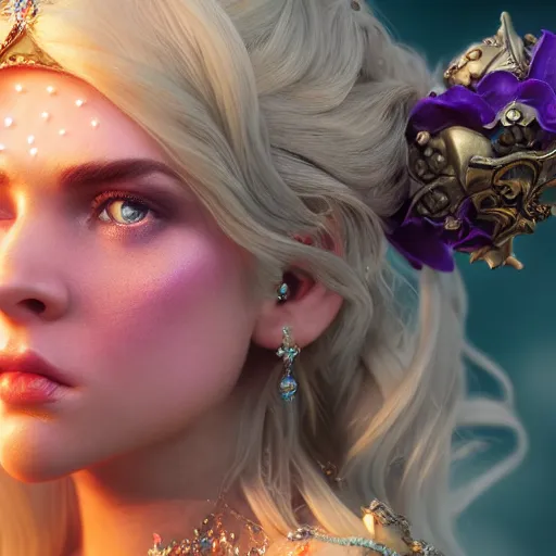 Image similar to wonderful princess of amethyst with fair skin, ornate 8 k gorgeous intricate detailed, accent lighting, dramatic light, octane render