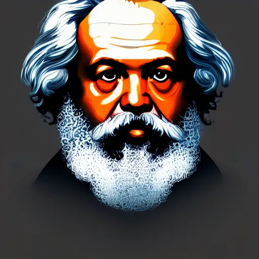 Image similar to portrait of karl marx, intricate, colourful, elegant, highly detailed, digital painting, artstation, concept art, smooth, sharp focus, illustration, by bartek fedyczak, erak note, tooth wu, neil richards, kan liu, siwoo kim, jisu choe