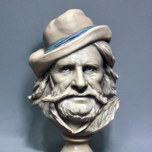 Image similar to closeup bust of a new england fisherman, bossons vintage chalkware,