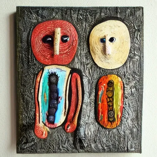Image similar to original art object, table top unique decor, handmade craft, one of a kind art, outsider art brut, animal art sculpture, funny animal