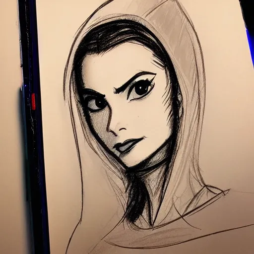 Image similar to milt kahl sketch of victoria justice as princess padme from star wars episode 3