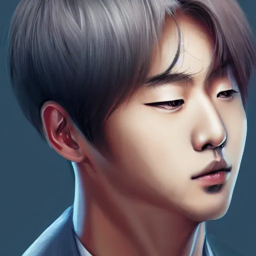 Image similar to jin from bts, elegant, ultra highly detailed, digital painting, smooth, sharp focus, artstation, art by Ina Wong