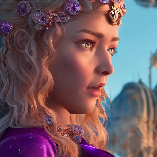 Image similar to wonderful princess of amethyst with fair skin, ornate 8 k gorgeous intricate detailed, accent lighting, dramatic light, octane render