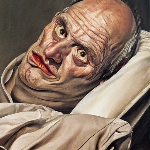 Image similar to high quality high detail painting by lucian freud, hd, devil satan portrait, photorealistic lighting