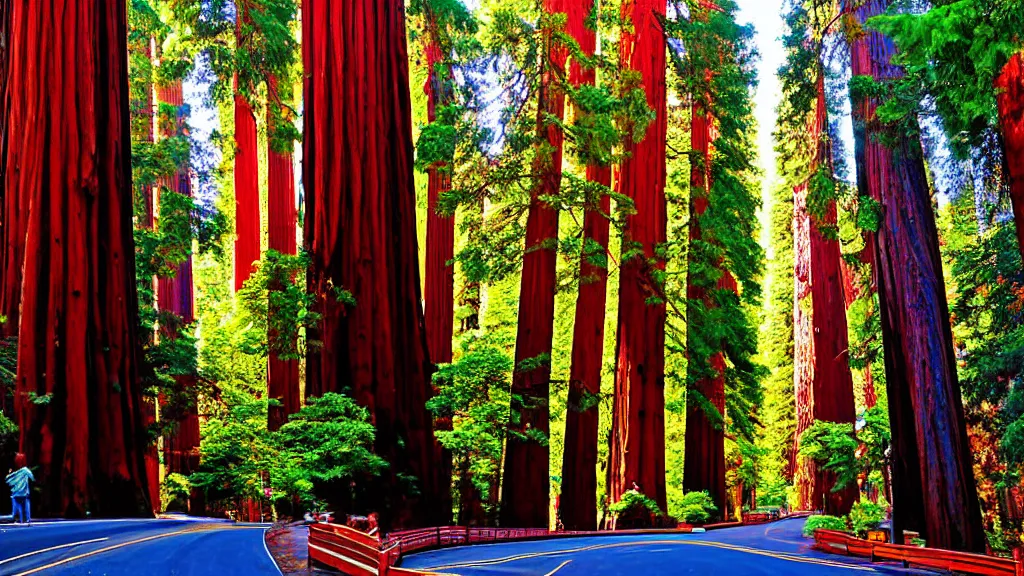 Image similar to Market Street lined with Redwood Trees by bruce mccall; City in Harmony with Nature; Location: San Francisco, California; Redwoods by Neil Burnell