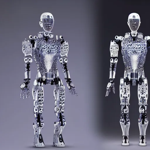 Prompt: biometric humanoid robot, intricate detail, cyber and mechanical