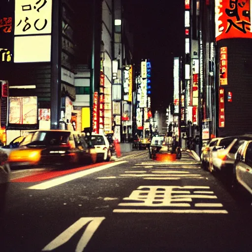 Prompt: 35mm photo tokyo at night