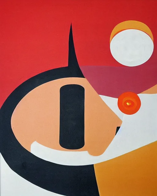 Image similar to Ziggy Stardust era David Bowie at rotating sushi restaurant, plates of sushi, chopsticks and beer, minimalist geometric abstract art in the style of Hilma af Klint