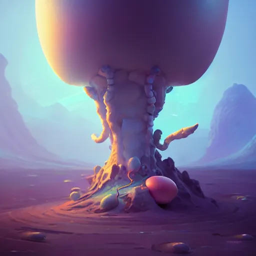 Image similar to beautiful decorative alien egg, deadly potion flowing from the top, rock and sand around, peter mohrbacher style, ray tracing, cinematic, digital art, realistic, octane render