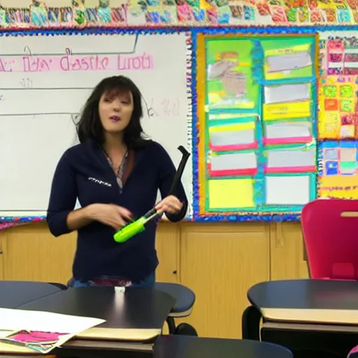 Prompt: techer demonstrates how to use a bong to 4 th grade class