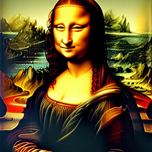 Image similar to the mona lisa, but she is very angry.