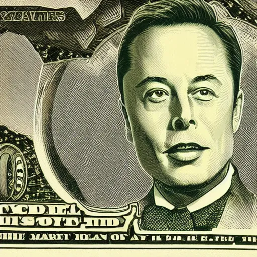 Image similar to Elon musk on the Mars Dollar bill