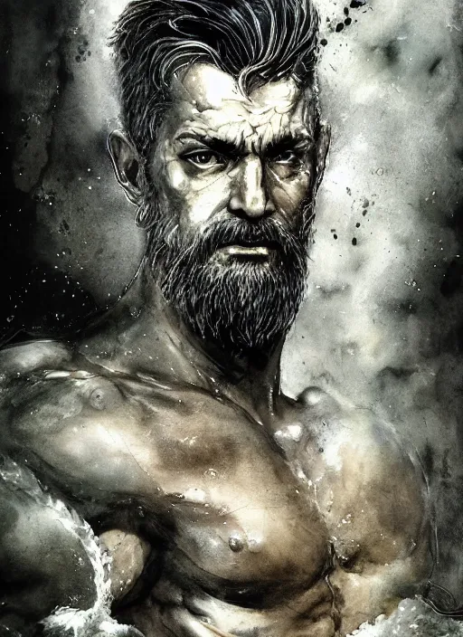 Prompt: portrait, Poseidon, watercolor, dramatic lighting, cinematic, establishing shot, extremly high detail, foto realistic, cinematic lighting, pen and ink, intricate line drawings, by Yoshitaka Amano, Ruan Jia, Kentaro Miura, Artgerm, post processed, concept art, artstation, matte painting, style by eddie mendoza, raphael lacoste, alex ross