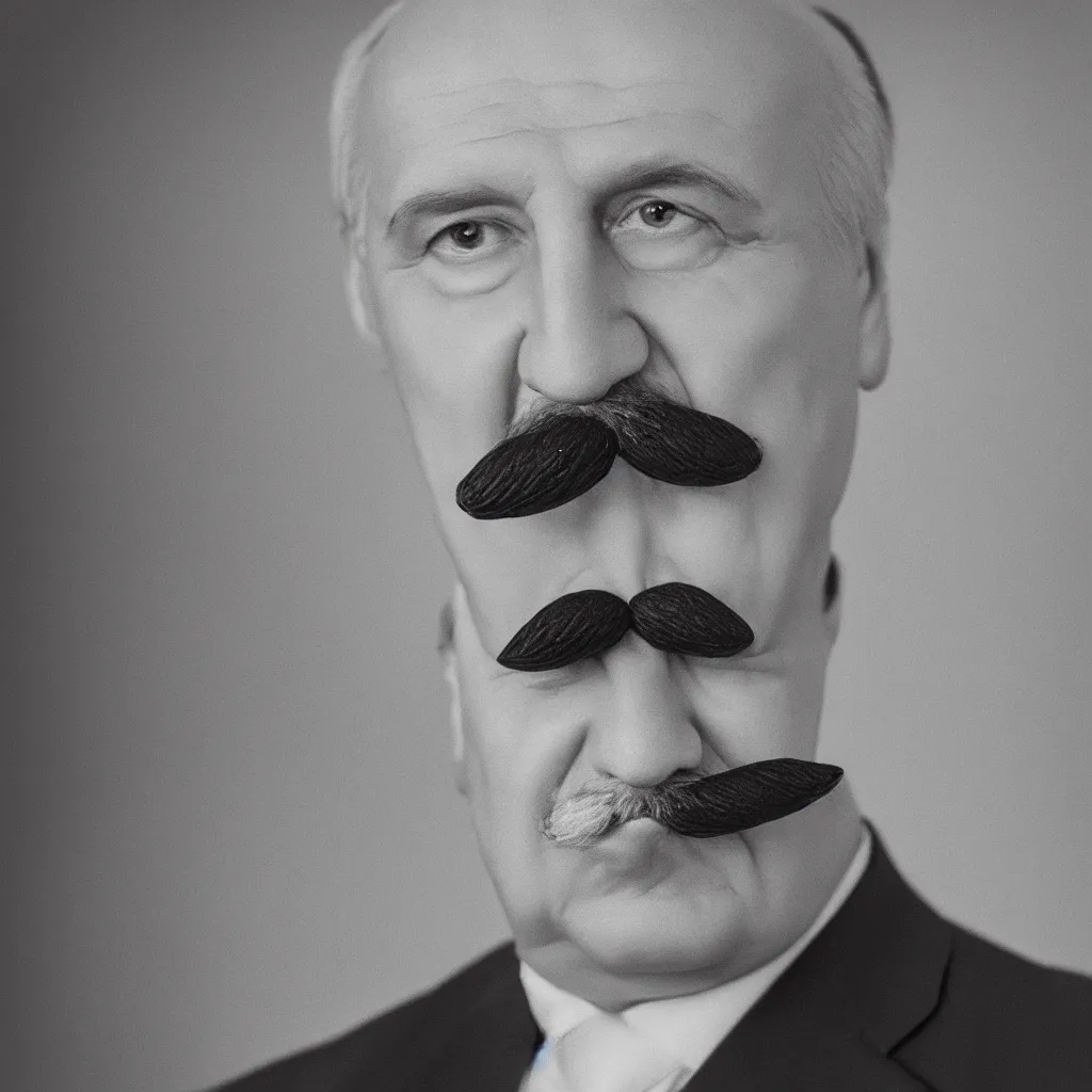 Prompt: single portrait of alexander lukashenko, mustache swapped with one potato, very detailed, 4 k, professional photography