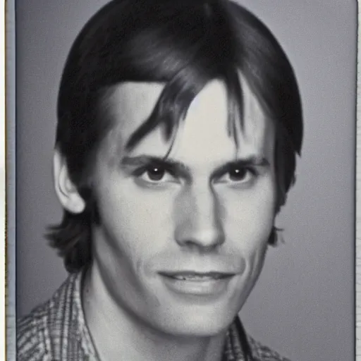 Image similar to A photograph portrait of Jerma985 with short-medium length hair a combover wearing early 1970s menswear in the early 1970s, taken in the early 1970s, grainy, taken on a 1970s Polaroid Camera, realistic, hyperrealistic, very realistic, highly detailed, very detailed, extremely detailed, detailed, digital art, trending on artstation, colorized photo