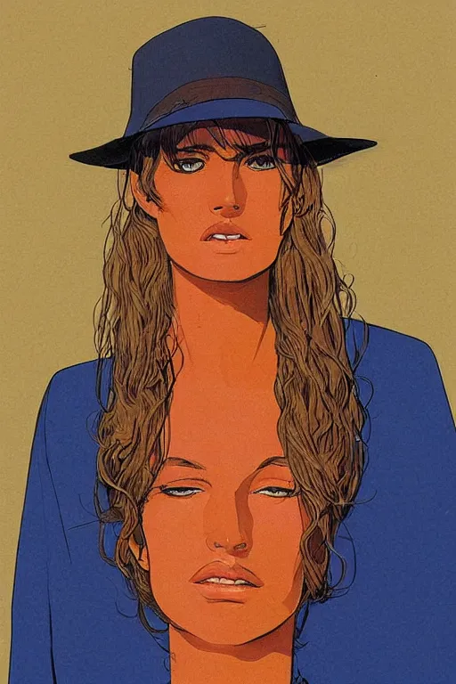 Image similar to portrait fashion model artwork by jean giraud