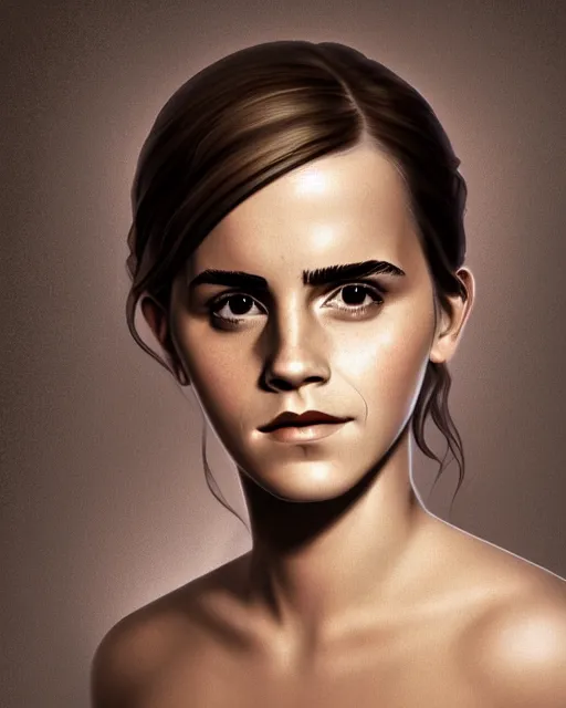 Image similar to detailed digital illustration of a emma watson bust, chinese artwork, soft brushstrokes, subsurface scattering, warm lighting