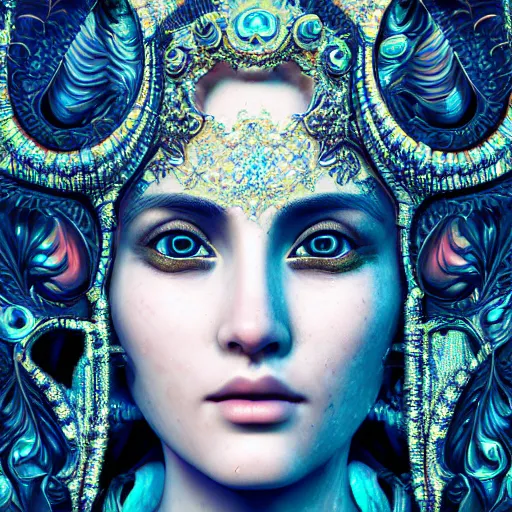 Image similar to wonderful princess of fractals and patterns, beautiful face, hyper detailed, background intricate and detailed, ornate 8 k gorgeous intricate detailed, octane render