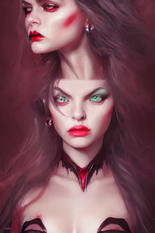 Image similar to ampire lady, portrait, detailed art, artstation