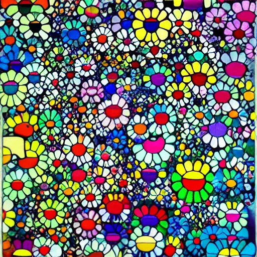 Prompt: “A brain made of colorful flowers, in a peaceful garden, art by Takashi Murakami”