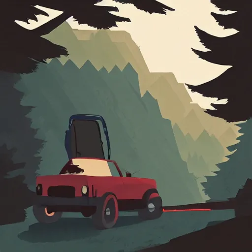 Prompt: hiker unloading the car before camping, style by atey ghailan