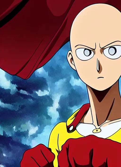 Prompt: saitama on the one punch man as a pixar film, studio shot, movie shot, extreme close - up, cinematic perspective, full hd, vibrant colors