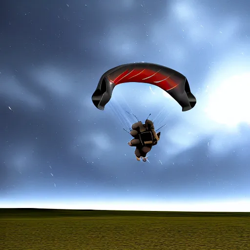 Image similar to Falling from the sky with no parachute, photorealistic