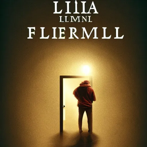 Image similar to poster for a short dramatic film called'liminal '. the poster follows the concept of liminality and the center element is a tiny wooden door and a mysterious figure. movie poster, advertisement, high detail, sharp, trending on artstation