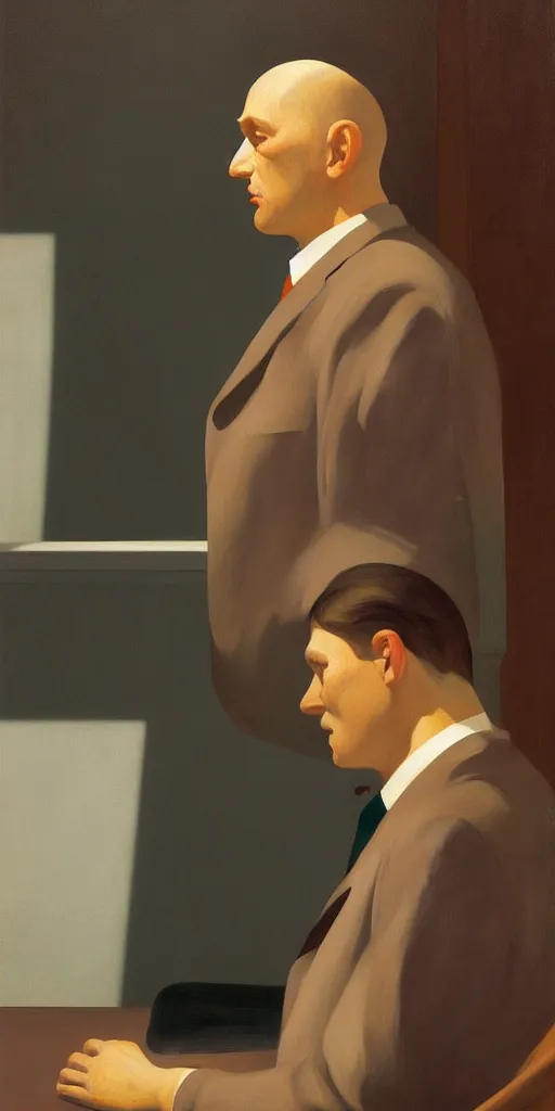 Prompt: portrait of a man without mouth by Edward Hopper and James Gilleard, highly detailed