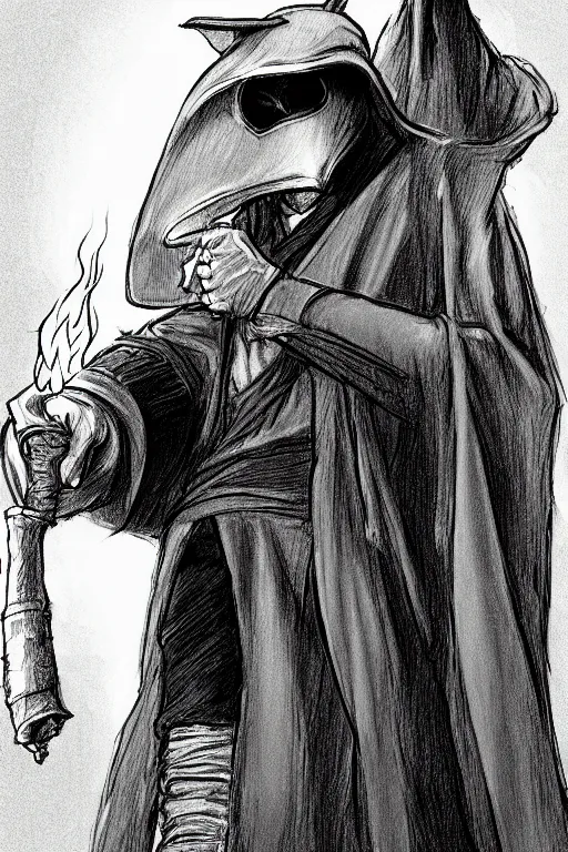 Image similar to a pencil smear sketch of a plague doctor with a blue wizard robe holding his right hand out with fire coming off of it, as a d & d character, blue robe, magical, red highlights, hip hop aesthetic, concept sheet, painting by gaston bussiere, demon slayer, akiri toriyama, dramatic lighting, professional manga style, anime