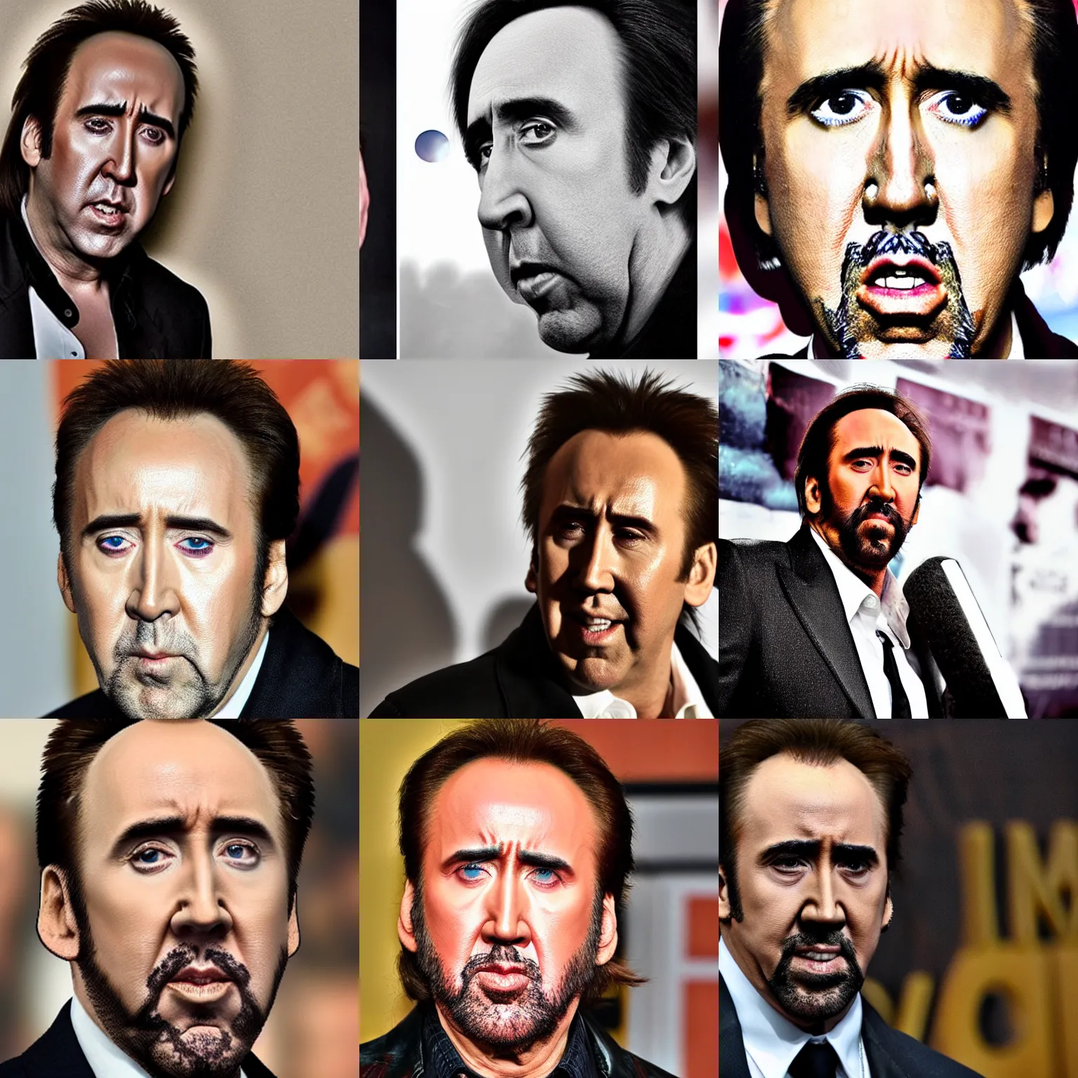 Prompt: nicolas cage cries while staring into a fisheye lens