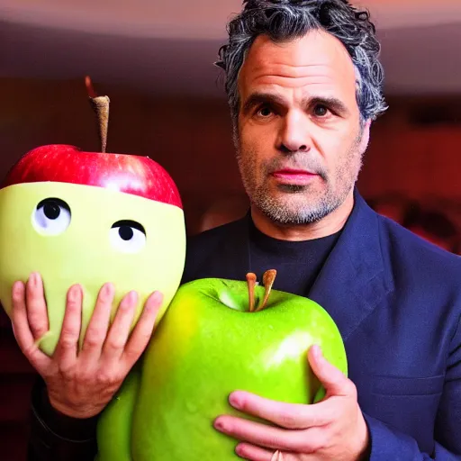 Prompt: mark ruffalo in a apple costume