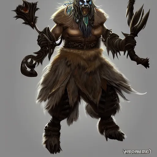 Image similar to world of warcraft, troll druid, trending on artstation, concept character