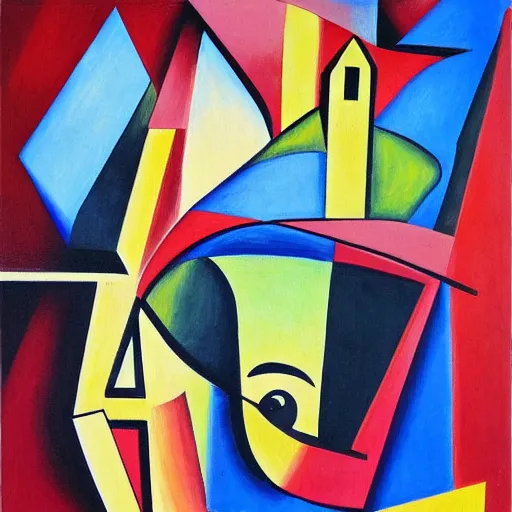 Image similar to serendipity, cubism painting