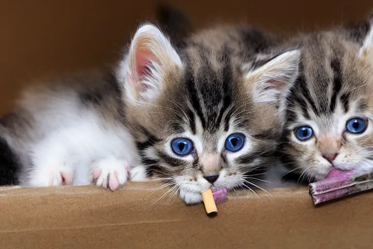 Image similar to kittens having a cigarette break