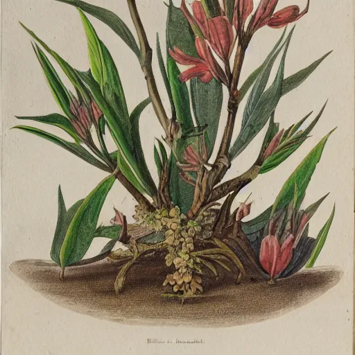 Prompt: an unknown ethnographic object, anthropology, botanical illustration, 1 8 th century, water color, ink, paper