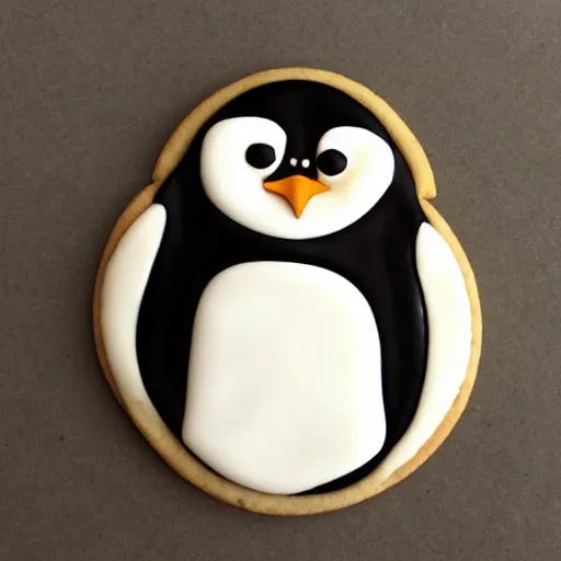 Image similar to cookie in the shape of linux penguin