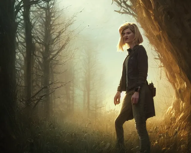 Image similar to highly detailed portrait of jodie whittaker, in the walking dead, stephen bliss, unreal engine, fantasy art by greg rutkowski, loish, rhads, ferdinand knab, makoto shinkai and lois van baarle, ilya kuvshinov, rossdraws, tom bagshaw, global illumination, radiant light, detailed and intricate environment