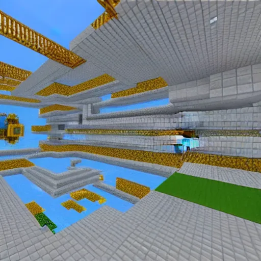 Prompt: A screen shot of the Large Hadron collider in minecraft