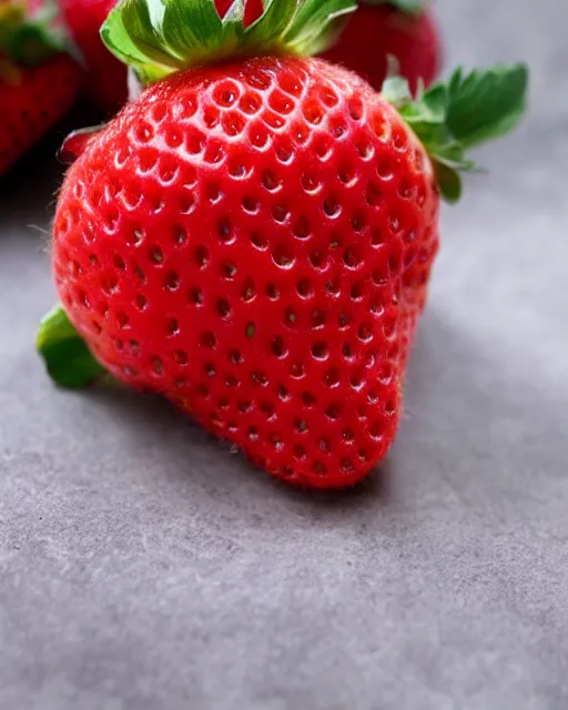 Image similar to a strawberry with the face of gary busey