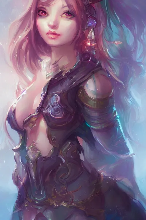 Image similar to a portrait of a cute fantasy girl by Ross Tran