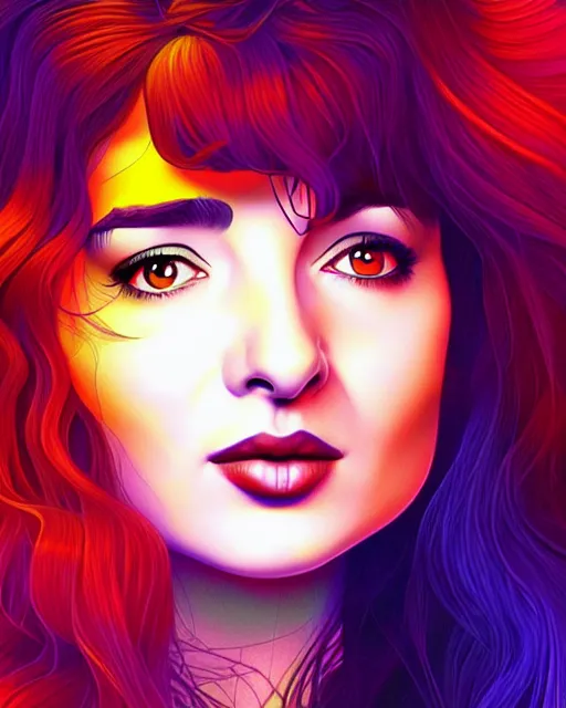 Image similar to richly detailed color illustration young kate bush illustrated by artgerm and mina petrovic and timothy kong and marina federovna. 3 d shadowing