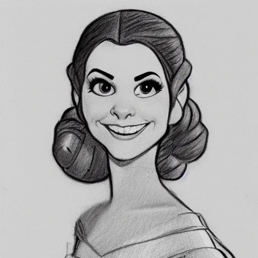 Image similar to milt kahl pencil sketch of victoria justice as princess leia