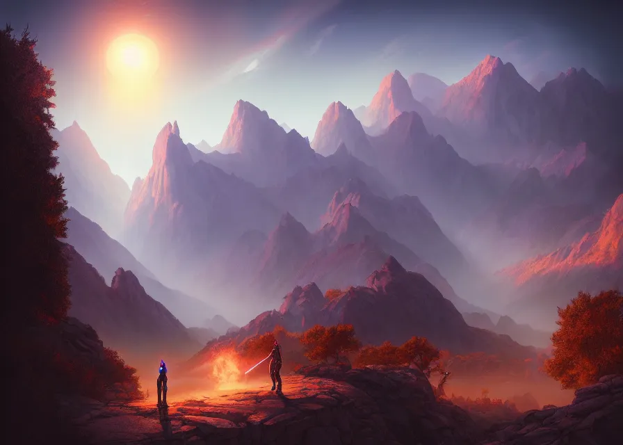 Prompt: quest for glory, a digital rendering of scenes from the sierra video game by michael flohr, inspired by tom bagshaw, instagram contest winner, futurism, matte painting, outrun, terragen