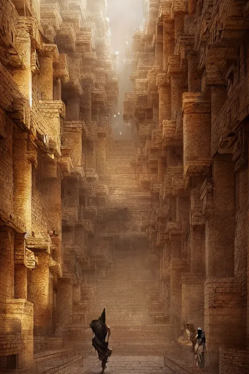 Image similar to ancient city of babylon, portrait, powerfull, intricate, elegant, volumetric lighting, scenery, digital painting, highly detailed, artstation, sharp focus, illustration, concept art, ruan jia, steve mccurry