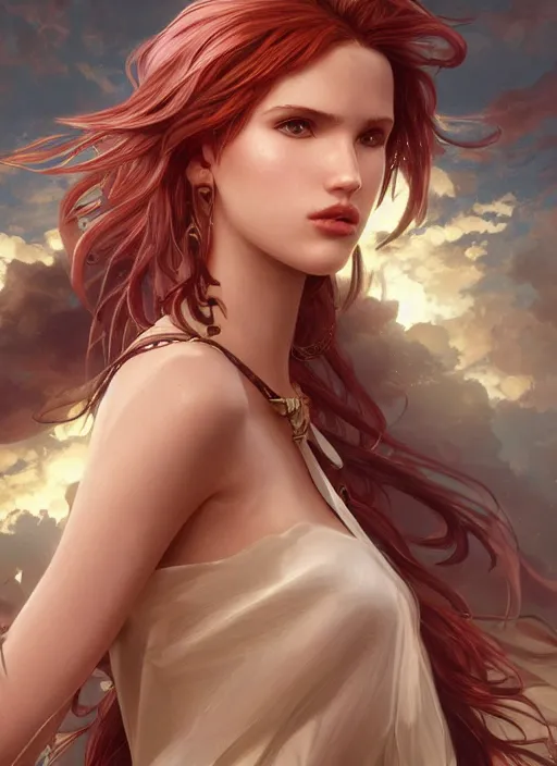 Prompt: ultra realistic illustration, bella thorne in heavens blade anime, intricate, elegant, highly detailed, digital painting, artstation, concept art, smooth, sharp focus, illustration, art by artgerm and greg rutkowski and alphonse mucha and wlop